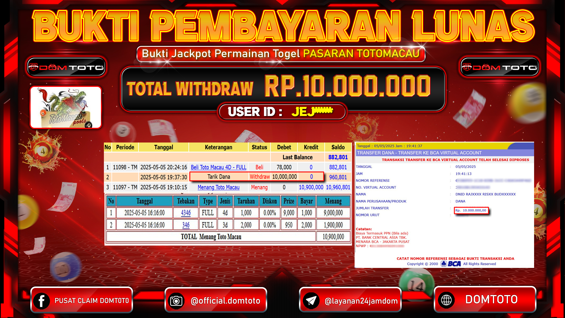 JACKPOT TOGEL PASARAN TOTOMACAU 05  MEI 2025